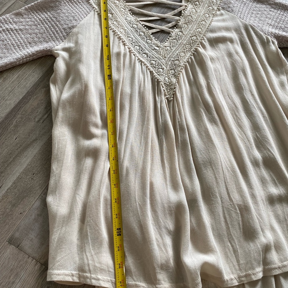 Miss Me Cream Drape Collar Cardigan- Size S - Picture 3 of 16